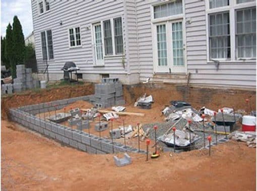 a house under construction in the middle of a yard