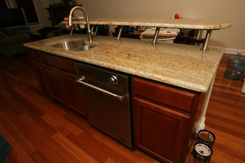 a kitchen with a sink and dishwasher in it