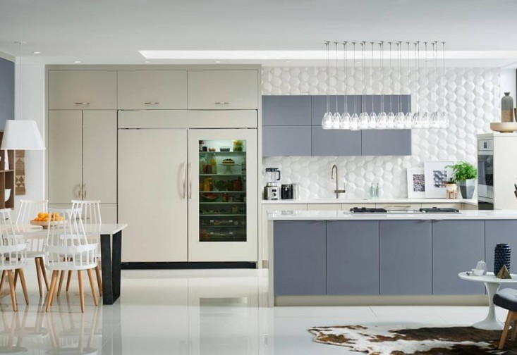 Large kitchen with dark grey cabinets