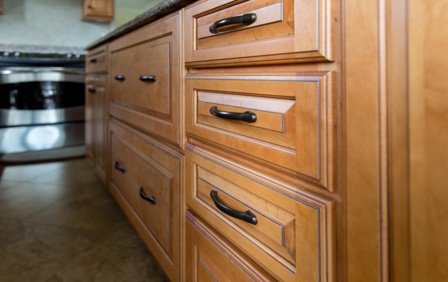 Close-up of kitchen cabinets